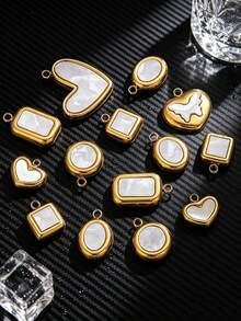 5件套 304不锈钢心形、蝴蝶形、圆形吊坠 DIY项链、耳环、手链饰品制作配件礼品 - 吊墜 - 查看 8