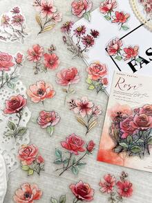 1 Pack 20pcs Matte Watercolor Floral Stickers, Vintage Journal DIY Collage Material For Diary - Flowers In a Dream - View 18