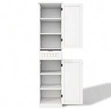 Kitchen Cabinet, 170 * 40 * 30 Cm, With 2 Doors And 1 Drawer, As Well As Adjustable Shelves For Flexible Storage. Suitable For The Kitchen, Dining Room Or Living Room. - White - View 8