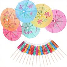 [10/20Pcs] Cocktail Drink Umbrella Picks Toothpicks - Colorful Paper Toothpicks Cocktail Umbrellas For Luau Parasols Hawaiian Tiki Party Decorations.[Styles Are Sent Randomly] - Multicolor - View 4