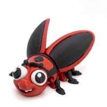 Q-Version Big Eye 3D Printed Movable Firefly Stress Relief Toy, Red And Black Contrast Color Cartoon Insect 3D Wing Joint Model, Bendable Wings And Limbs Desktop Ornament, Children's Fun Educational Toy, Niche Healing Birthday Holiday Creative Gift, Children's Day Gift, Christmas Gift, Valentine's Day Gift - Firefly - View 2