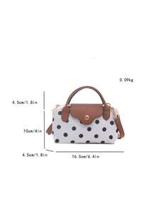 Mini New Color-Block Design Fashion Handbag, Nylon Waterproof Fabric Shoulder Bag, Square Bag And Basket Bag, Suitable For Commuting, Parties And Vacations - Beige - View 3