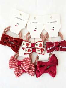 10pcs Pastoral Style Assorted Fabric Bow Headbands Hair Accessories, Suitable For Children - Multicolor - View 14