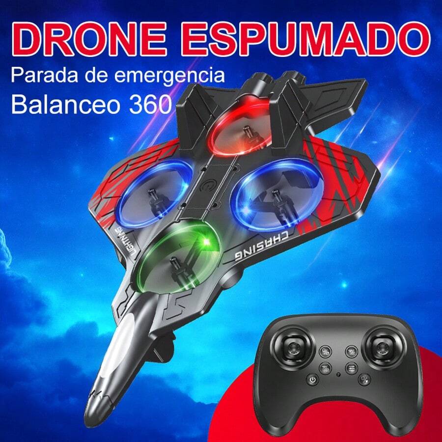 Foam Drone Airplane With LED Lights, 360° Rotation, 2.4GHz Remote Control, Flying Toy For Boys And Girls