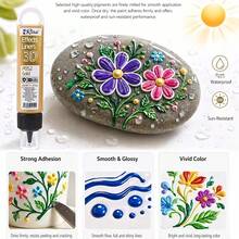 4/8 Stücke Set, 8 Farben 3D Acrylfarbe, 30ml pro Tube, wasserfeste schnelltrocknende Relief-Farbe, geeignet für Stein, Glas, Holz, Leinwand, Keramikkunst, wasserbasierte Primer - Rot + Gelb + Blau + Grün + Gold + Silber + Schwarz + Weiß - Übersicht 4
