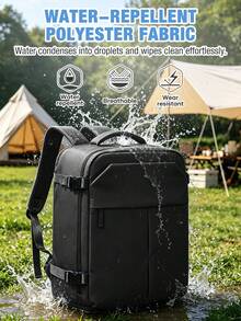 Large Capacity Travel Backpack, Side-Opening Expandable Compartments For Clothing Storage, Fits 15.6 Inch Laptop, Waterproof & Wear-Resistant Fabric, Multiple Pockets For Organization, Buckle Strap Reinforcement, Suitable For Short Trips, Boarding, School, Daily Commute, Lightweight & Burden-Reducing, Unisex Minimalist Travel Backpack - Multicolor - View 13