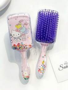 1件 MINISO Hello Kitty 亮片流體沙發梳，可愛泰迪熊漂浮亮片氣墊按摩梳，適合返校季，女性運動後清爽護髮梳 - 彩色 - 查看 9