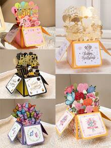 1pc 3D Pop-Up Birthday Card (With Envelope), Colorful Foldable Birthday Card, Can Be Handwritten With Wishes, Perfect Birthday Gift For Friends Or Family, Suitable For Birthday Decoration And Birthday Party - Multiple Styles - View 2