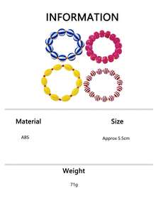 1pc/4pcs Dopamine Color Block Striped Shell Multi-Layer Beaded Bracelet Women's Vintage Colorful Ball Resin Bracelet Beach Vacation Beach Layered Jewelry - Beaded Bracelet - View 7