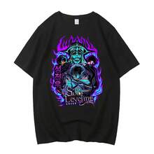 Solo Leveling T Shirt Men Sung Jinwoo Anime Graphic T Shirts High Quality Cotton Short Sleeve Tees Cartoon Streetwear Male - Black-92522 - View 1