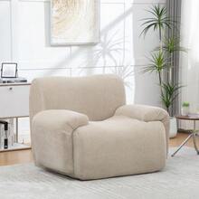 Chenille Armchair With Footrest, Vacuum-Packed With 30D High-Elasticity Foam Padding, No Assembly Required, Ideal For Living Rooms And Small Spaces - Ivory - 淺卡其 - 查看 6