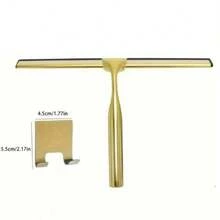 1pc Gold/Black/Silver Bathroom Squeegee, Shower Brush, Mirror Squeegee, Window Squeegee, Bathroom Accessories, Home Decor Essential Cleaning Tool, Metal Shower Rack Durable Cleaning Tool, Random Color And Style Set - Multicolor - View 9