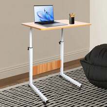 Futchoy Set of Freistehend MDF+Eisen Verstellbarer Laptop-Schreibtisch, Mobiler Computer-Ständer Mit Rädern, Freistehender Computer-Schreibtisch Oder Mit Über Sofa, Bett, Auf Dem Boden Oder Anderswo Während Der Verwendung Von Notebook, Lesen, Schreiben, Essen Oder Zeichnen Fur Verwendung als Schreibtisch, Schreibtisch, Studiertisch, Werkbank, Esstisch - A - Übersicht 8