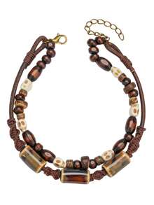 2pcs Men's Summer Holiday Natural Coconut Shell Wood Bead Shell Beaded Adjustable Anklet, Suitable For Vacation, Father's Gift Or Couples Gift - Multicolor - View 8