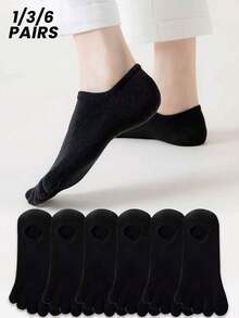 1/3/6 Pairs Summer Thin Toe Socks For Women And Men, Anti-Odor Five Finger Ankle Invisible Socks, Fall - Multicolor - View 1