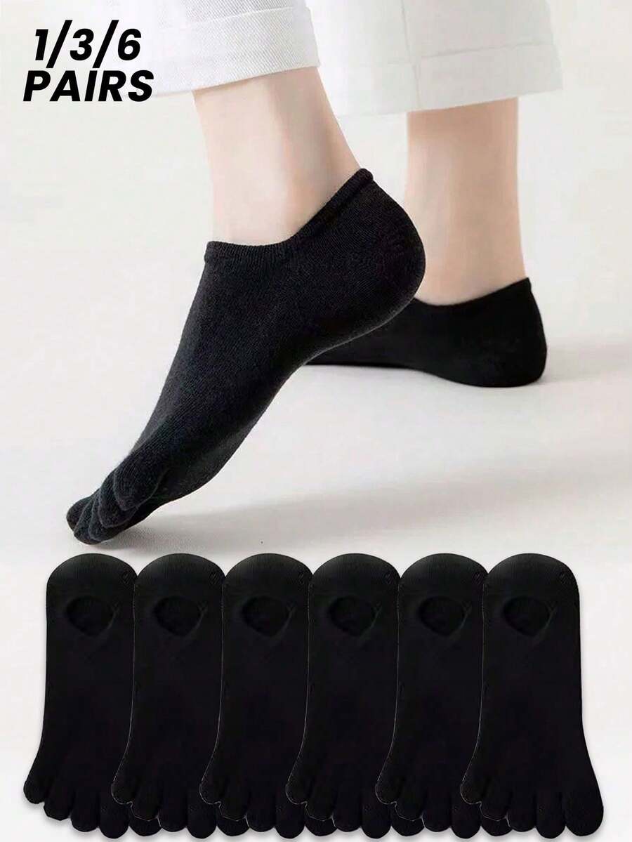 1/3/6 Pairs Summer Thin Toe Socks For Women And Men, Anti-Odor Five Finger Ankle Invisible Socks, Fall - Multicolor - View 1