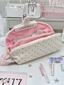 New Polka Dot Shell Pencil Case, Cute Large Capacity Pencil Bag, INS Style Student Stationery Bag - Multicolor - View 2