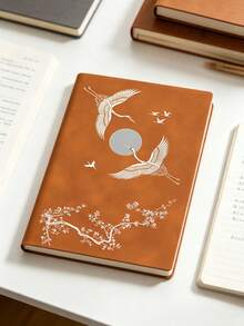 1 Peça Caderno de Couro Personalizado - Design de Garça Branca, Rosa Macio Premium, Marrom Vintage e Preto, Diário de Couro Macio, Presente do Dia dos Pais, Dia das Mães, Aniversário, Melhor Presente de Volta às Aulas, Exclusivo para Homens, Mulheres e Casais, Artesanato Requintado, Encadernação de Alta Qualidade, Presente para Estudantes, Diário da Moda, Lembrança Emocionante, Escolha Elegante para Amigos - A5 - Visão 9