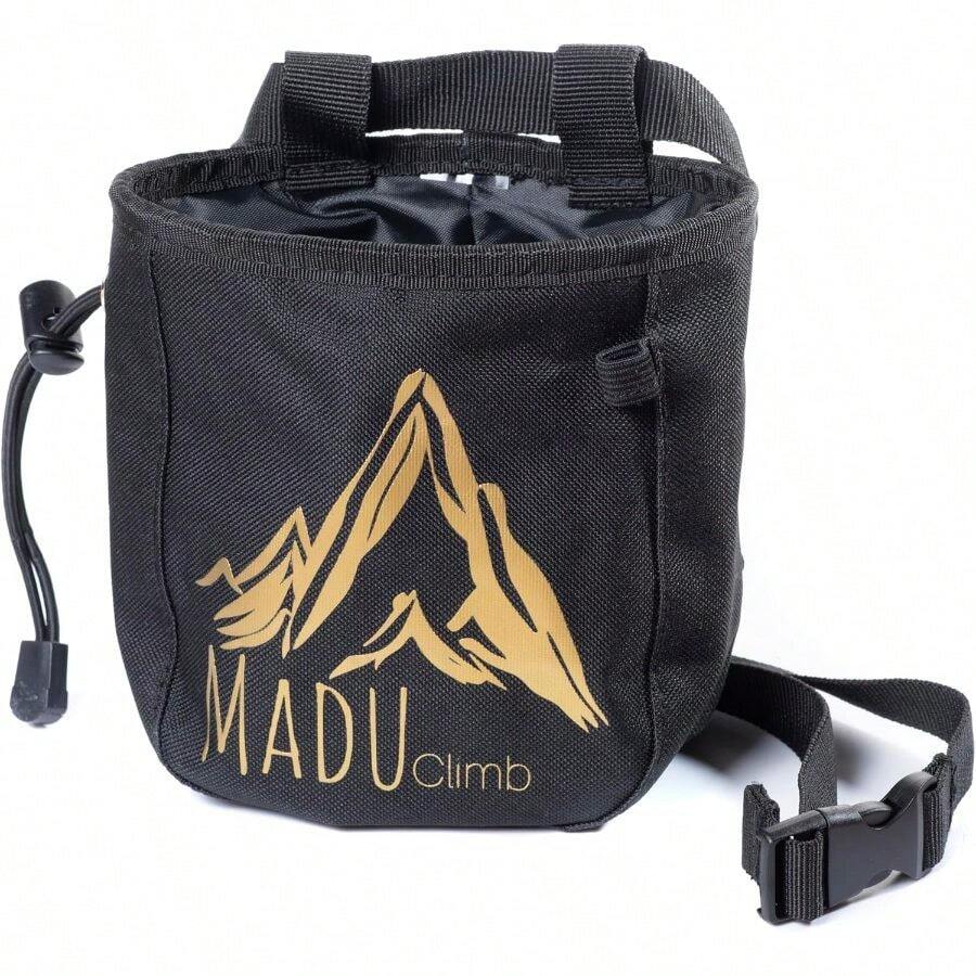 Chalk Bag Rock Climbing - Chalk Pouch With Zippered Pocket, Brush Holder, Fleece Lining Drawstring Closure - Limited Edition Black Bag - Multicolor - View 1