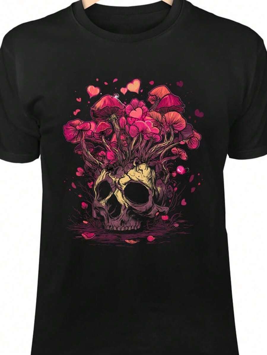 Dancing With My Demon Shirt Halloween Skeleton Monster T Shirt Horror-Themed Patterned Shirt Gothic Cute Style - 黑色 4 - 查看 1