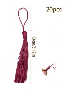 20/50/100pcs 13cm/5inch Silk Thread Bookmarks With Tassels, 2inch Rope Loop And Small Chinese Knot, Suitable For Jewelry Making, Souvenirs, Bookmarks, DIY Craft Accessories - 13cm Wine Red - View 8