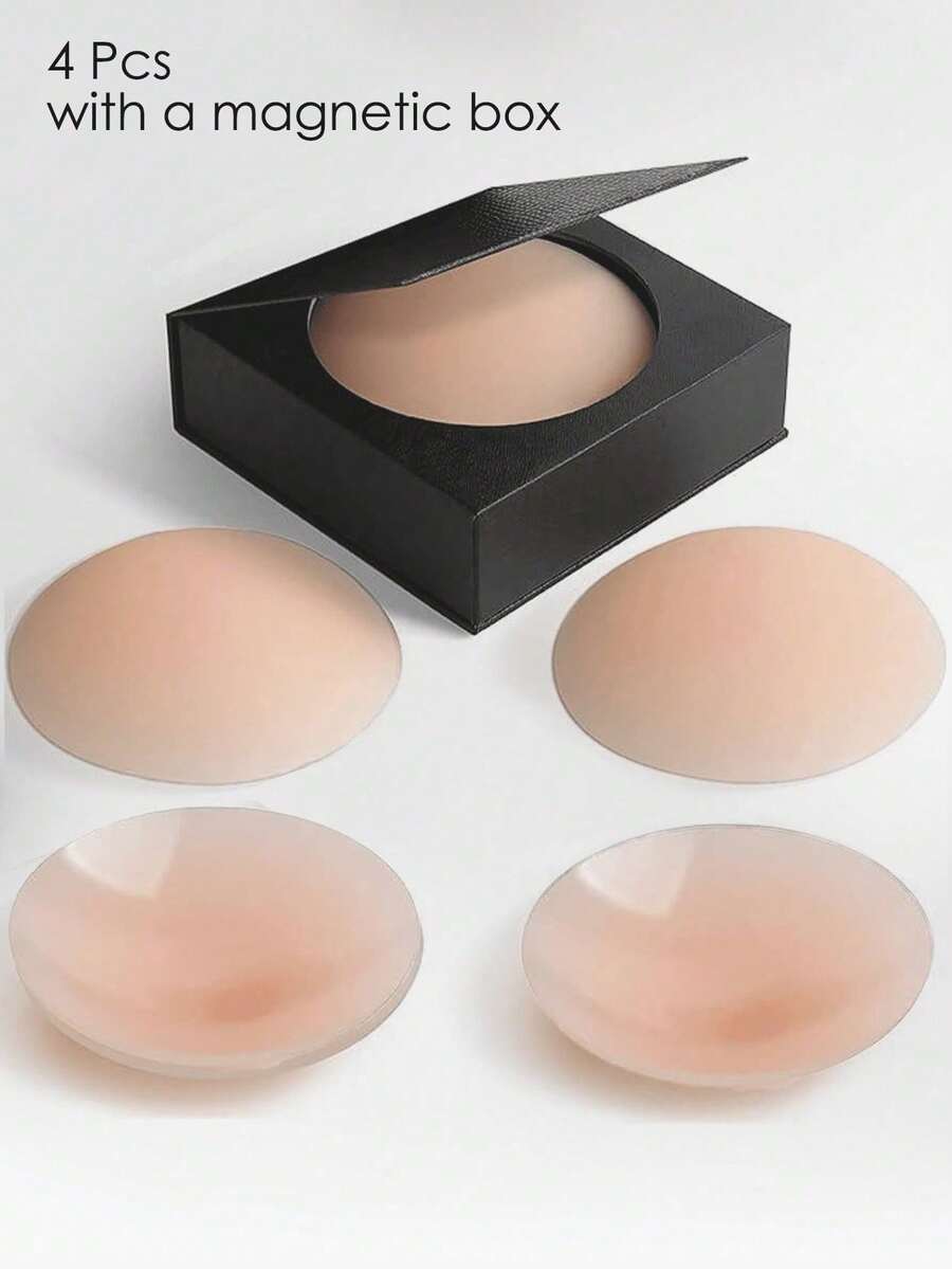 2對可重複使用隱形矽膠乳貼，防水黏性胸貼，適合女性婚紗、露背禮服、攝影等場合
