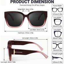 Gafas de sol vintage con protección UV para mujer, set de protección solar para uso diario, playa y vacaciones al aire libre, accesorio de verano elegante, cómodo y hermoso - A01 (Paquete de 2) Negro + morado degradado - Ver 6