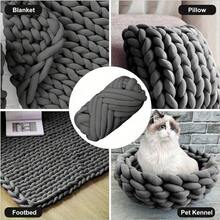 Cotton Polyester Super Chunky Arm Knitting Yarn 25m, Thick Hand Knitting Roving Yarn For DIY Blankets Scarves Sweaters - Dark Gray - View 3