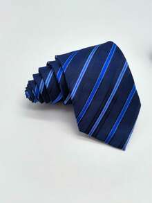 1pc Men's 8cm Wide Premium Striped Tie, Suitable For Business Banquets, Wedding Events - Multicolor - View 5