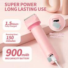 Conduroma 2 In 1 Painless Women Body Hair Trimmer, Wet & Dry Electric Shaver For Bikini Line, Legs, Underarm & Facial Hair, 900mAh Long Runtime Battery, Comes With Adjustable Guide Comb, Silicone Charging Plug And Cleaning Brush. - Upgraded Version - View 3