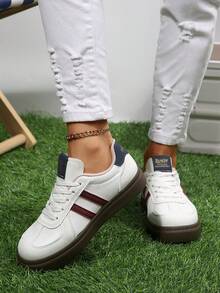 Women's Backless Mule Sneakers, Casual Lace-Up Slip-On Retro Trainers, Breathable Non-Slip Flat Shoes For Daily Wear - White - View 4