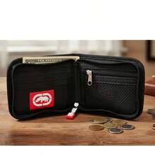 Zippered Fabric Wallet With Multiple Compartments. - Navy Blue - View 6