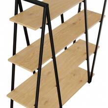 158*35*166cm Geometric Standing Shelf – Bookshelf / Open Metal Shelf With 25mm Thickened MDF Shelves, Triangular Design, For Living Room, Kitchen & Study, Shelf - Bookshelf - Black - View 9