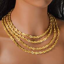 Elegant 18K Gold-Plated Copper Shiny Texture Twist Interwoven Necklace For Women Daily Party Wear, Perfect Gift - Gold - View 3