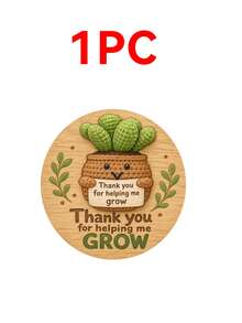 1/6/12入「Thank You For Helping Me Grow」仙人掌木製圓形杯墊，教師感謝禮物，適用教室、居家辦公室、返校裝飾、桌面裝飾，傳遞正能量 - 仙人掌感謝你 - 查看 12