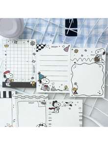 SNOOPY PEANUTS Cartoon A7 Sticky Note Set, 6 Random Cute Character Designs, Thick Paper No Bleed-Through, Self-Adhesive For Daily Memos, Planner Layout, Message Notes And More, Minimalist Korean Style, Suitable As Planner Supplies, Office Notes, Student Stationery, Personal Use - Multicolor - View 5