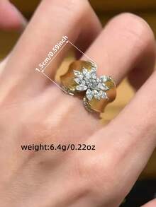 1pc Elegant Cubic Zirconia Ring, Suitable For Women To Wear, Suitable For Wedding, Engagement, Anniversary Party, Valentine's Day Gift - 1# - View 7