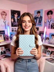 1Set Polka Dot Loose-Leaf Binder Card Collection Book, A5 Photocard Binder With 25Pcs 4-Pocket Card Pages, 6 Ring Photocard Holder PU Cover Collector Album Cards Trading Card Organizer Home Travel Anniversary Family Photo Album Collection Notebook - Multicolor - View 9