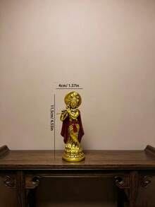 1pc Handmade Golden Radha Statue, Resin Sacred Couple Sculpture, Home Temple Decor, Diwali Wedding Gift - Multicolor - View 11