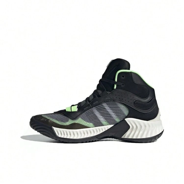 Adidas 春夏舒適中筒運動籃球鞋 JH8079 男女通用情侶款 - 黑/白/綠 - 查看 1