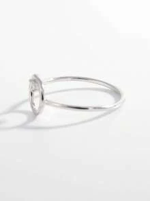 Jessie Jewelry 1pc Elegant Fashion Minimalist Mini Casual 925 Sterling Silver Round Design Ring For Women, Suitable For Dating, Party, Daily Wear, Charm Gift - Silver - View 5