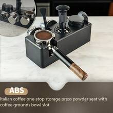 Multifunctional Coffee Tamper Station With Drawer, Espresso Tamper Station, Multi-Purpose Storage Drawer, Non-Slip Tamper Station, Suitable For 51-58mm Tamper And Handle Espresso Station, Solid Wood Tamper Holder, Coffee Handle Holder - Multicolor - View 9