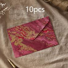 10 pièces, Ensemble d'enveloppes dorées vintage, papeterie de style artistique manuscrit pour petit ami et petite amie, comprend 10 enveloppes (motif aléatoire), parfait pour toute occasion - Ensembles - Voir 12