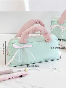 Personalized Name Pencil Case, Customized Pencil Pouch, Cute Stationery Storage Bag, Large Capacity Zipper Makeup Organizer, Portable Travel Storage Bag, School Supplies Organizer, Customized Text Gift, Back To School Stationery Gift - Multicolor - View 7