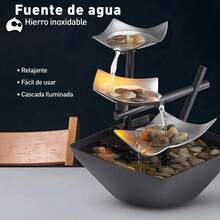 Decorative Fountain For Home And Garden With LED Lights - Black - View 3