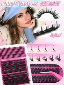 Miss Diamond Spiky 60D+80D DIY Lash Clusters, Wispy Spiked Individual False Lashes, D Curl Mixed Volume Faux Mink, Soft Reusable Segment Eyelashes, Fluffy Dramatic Lashes Daily Party Wedding Beginner Self Makeup - D - View 4