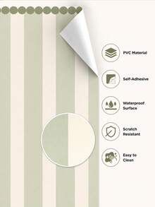 SUPSTICKER 1pc Elegant Polka Dot & Stripe Half Wall Decal, Removable PVC Wall Sticker For Bedroom, Nursery, Entryway, 3 Colors Available, 17.71*35.43/47.24 Inches - 1PC - View 4