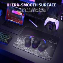 ATTACK SHARK CM05SE Glass Gaming Mouse Pad, Nano-Etched Texture, Smooth Glass Surface, High Precision, Fast Movement, Scratch-Resistant, PU Leather Anti-Slip Base, Small (410*310mm) - View 3