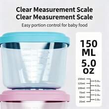 6 Pack 150ml Stackable Baby Food Storage Containers With Scale Vent Lid Portable Microwavable Snack Pots For Travel Nappy Bag - Multicolor - View 11