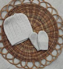 Complete Knitted Maternity Outfit, Blanket, Hat And Gloves - 卡其色 - 查看 3